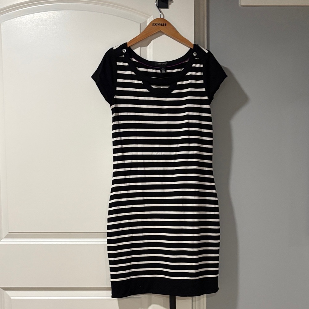 White House Black Market Striped Cap Sleeve Mini Dress